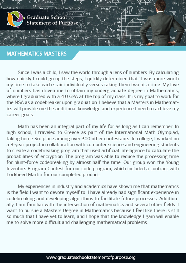 math graduate school statement of purpose