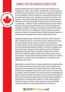 sop for canada student visa