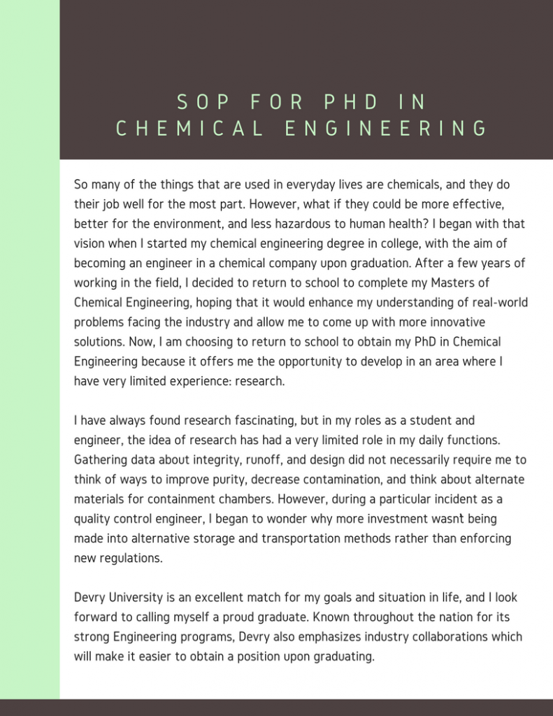 sample statement of purpose for phd in chemical engineering