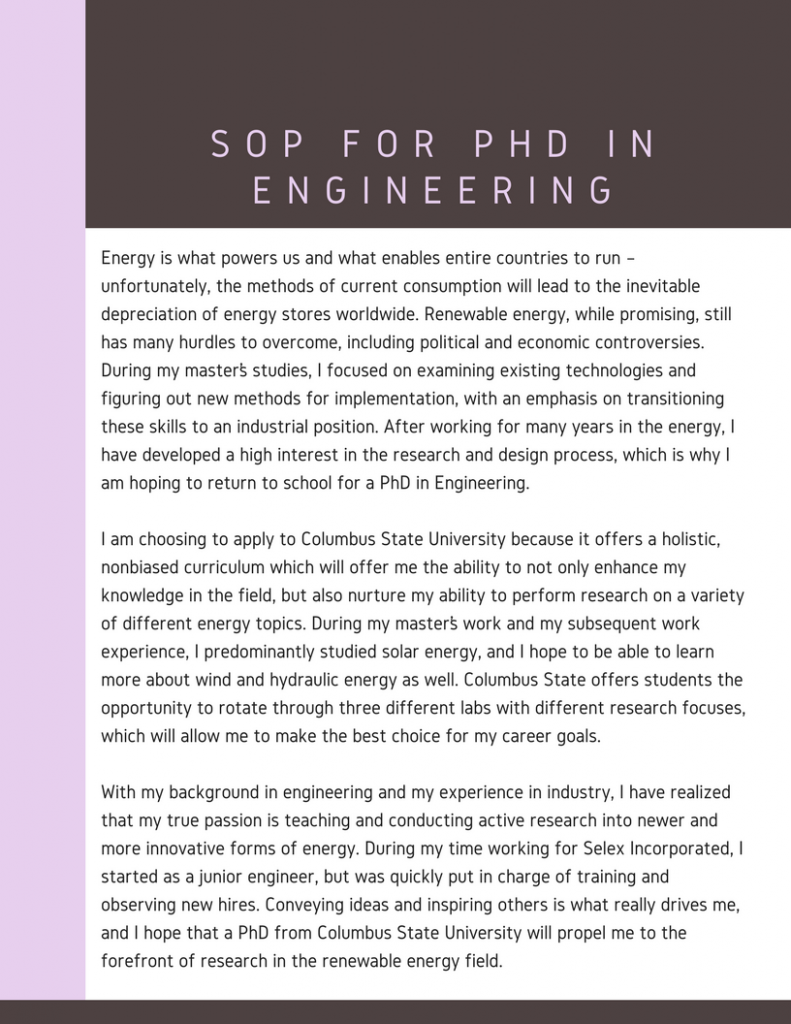 statement of purpose for phd in engineering sample