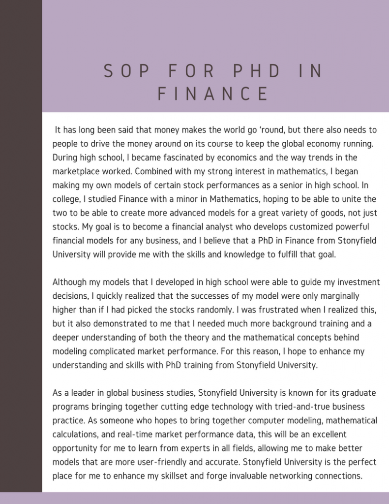 statement of purpose for phd in finance sample