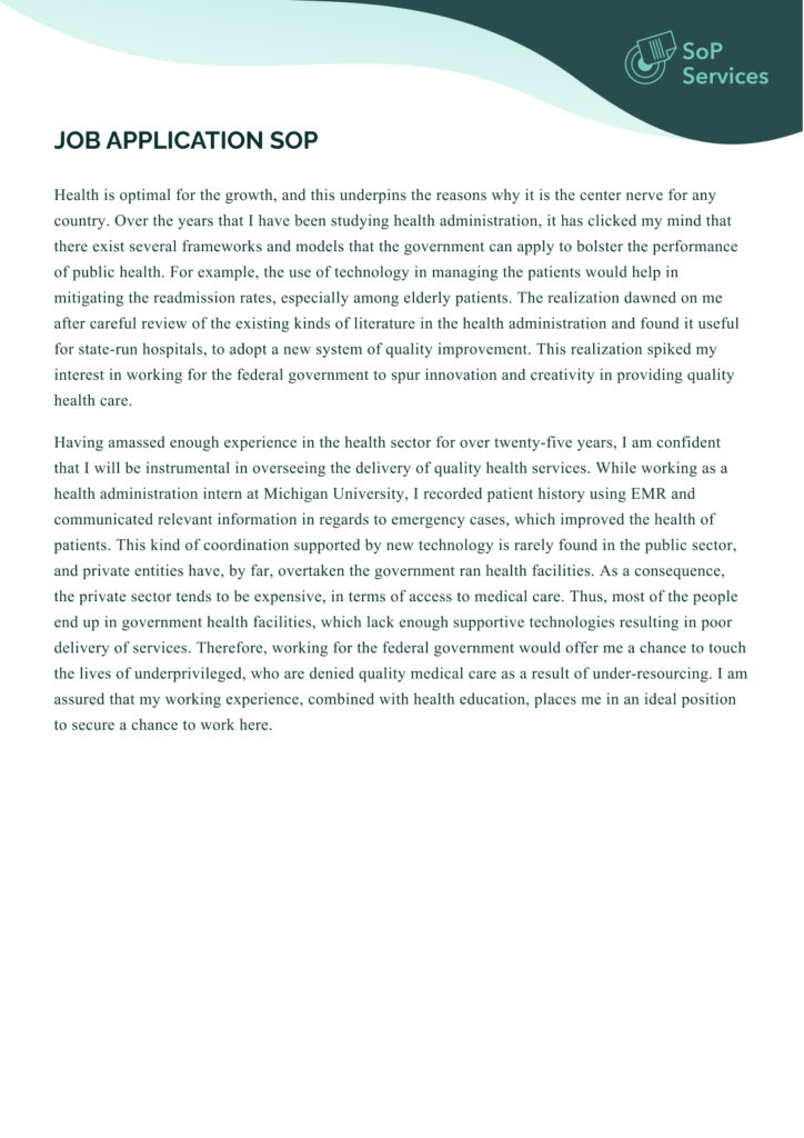 statement of purpose for job application statement of purpose for job application